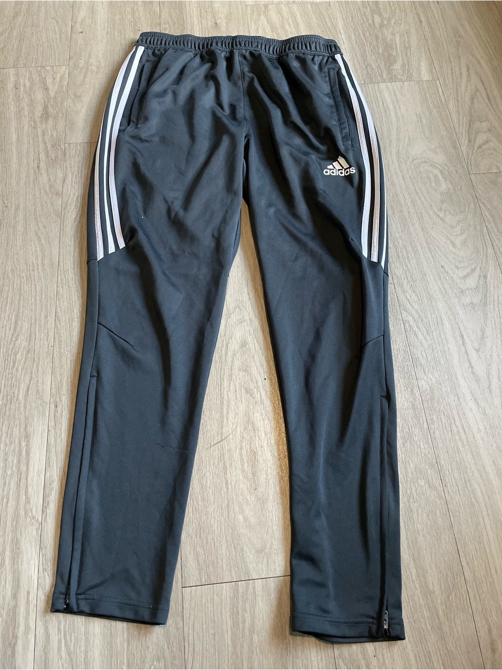 adidas Black Track Pants with White Three-Stripes